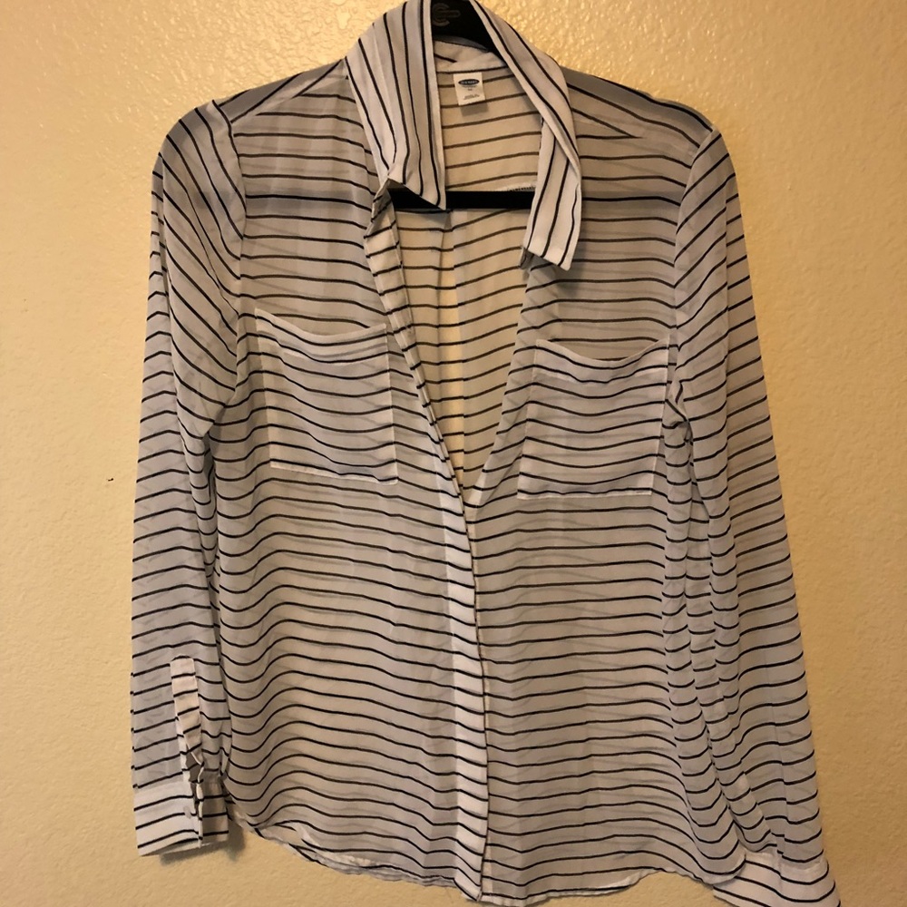 Long sleeve sheer stripped shirt